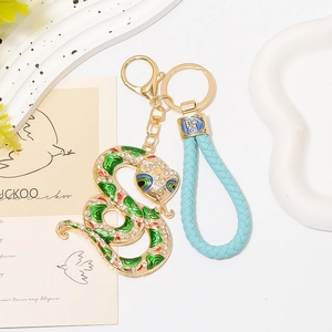 Porte-clés Serpent du Zodiaque en Métal Avec Strass et Émail Pendentif pour Sac Voiture Décoration Cadeau Femme Homme