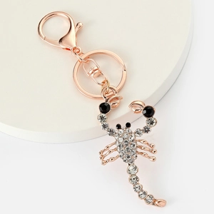 Portachiavi a Forma di Scorpione con Strass Oro Rosa Lega Ciondolo per Borsa Animali Donna Uomo Portachiavi Regalo Quotidiano