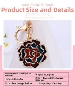 Detail of flower keychain with gradient enamel petals and micro-pave rhinestones