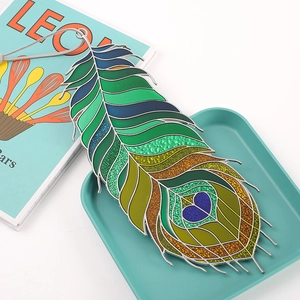 Colorful metal peacock feather hanging ornament for Christmas and store ceiling decoration