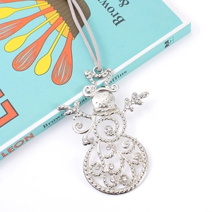 Sparkling silver metal snowman ornament with rhinestones for festive Christmas tree decor