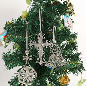 Adornos Colgantes Árbol Navidad Aleación Zinc Plateado Incrustados Strass Cruz Campana Pipa Instrumento Musical Colgante