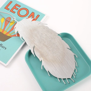 Creative silver metal feather ornament with hanging rope for Christmas shop decor
