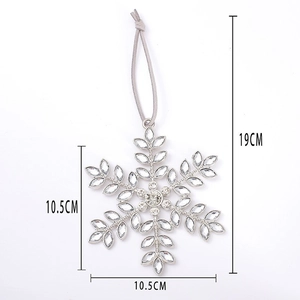 Detailed size view of silver crystal snowflake ornament measuring 10.5cm by 19cm