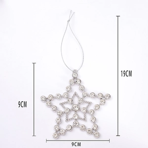 Double-layered silver star Christmas ornament with sparkling rhinestones and silver cord