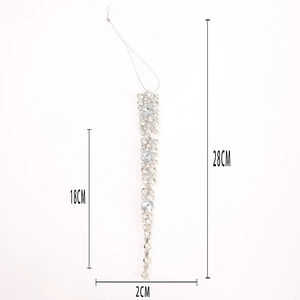 Sparkling silver rhinestone snowflake icicle ornament for Christmas tree decor 28cm