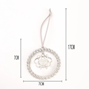 Sparkling crystal sun pendant with crown detail for Christmas tree or car decor, 7cm wide