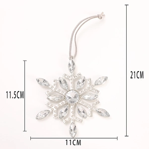 Sparkling silver snowflake ornament with rhinestones and dimensions 11.5cm by 11cm