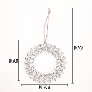Zilveren kristallen sneeuwvlok krans ornament van 10,5 cm voor kerstboom decoratie