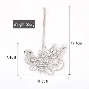 Glittering silver hummingbird ornament with crystals for Christmas tree decoration