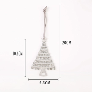 Silver tiered Christmas tree hanging ornament with rhinestones and star topper