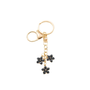 Porte-clés en alliage de zinc avec pendentifs fleurs noires pour sacs et clés