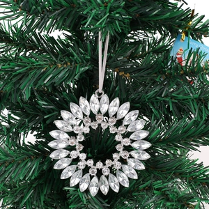 Ornement Suspendu pour Sapin de Noël en Alliage de Zinc Strass Pendentif Tournesol Cercle Étincelant pour Fête Maison