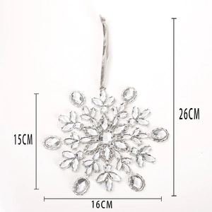 Zinc alloy snowflake ornament with crystal rhinestones for Christmas tree decoration