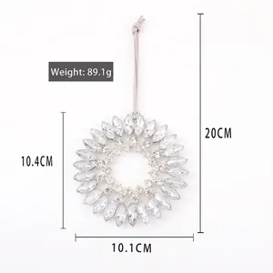Pendentif de Noël en alliage de zinc avec strass et cordon de suspension gris