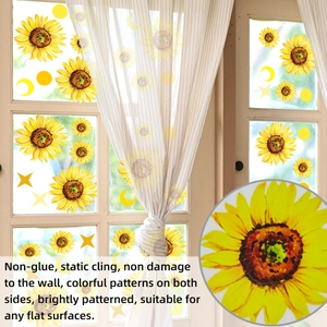 Detailansicht der doppelseitigen Sonnenblumen-Sticker mit lebendigen gelben Blumendrucken
