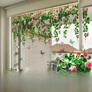 Detail showing double-sided floral window sticker with static cling for glass surfaces