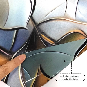 Close-up of double-sided floral glass film showing vibrant colors and frosted texture
