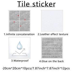 Detail of 20x20cm waterproof self-adhesive marble pattern tiles for wall and floor decor
