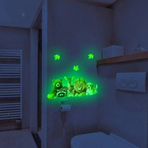 Luminous woodland animal wall stickers with green glow effect for home decor