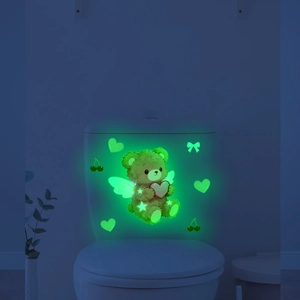 Luminous green fairy bear wall stickers glowing in the dark for home bedroom decor