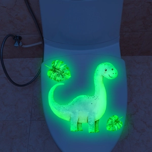 Glow-in-the-dark luminous cartoon dinosaur and leaf stickers for toilet decoration