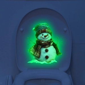 Christmas Luminous Wall Stickers Santa Claus Snowman Reindeer Glow In The Dark PVC Decals For Home Bathroom Toilet Decoration