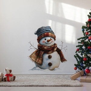 Luminous Christmas snowman wall sticker with starry hat and scarf for holiday home decor