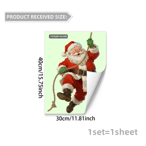 Luminous Santa Claus climbing rope wall sticker measuring 40x30cm for festive decoration