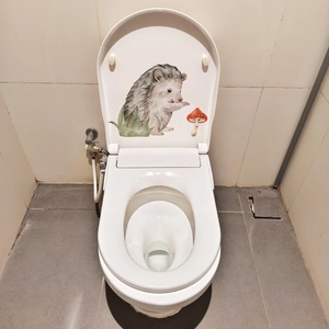 Luminous wall sticker with hedgehog and mushroom motif for bathroom toilet decoration