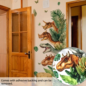 Detail von selbstklebenden Cartoon-Dinosaurier-Wandstickern mit ablösbarer Rückseite