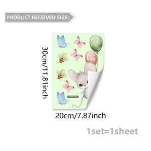 Luminous cartoon wall stickers with mouse and butterfly, product dimensions 30x20cm
