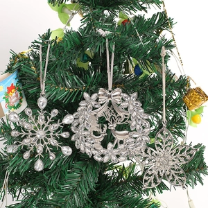 Zinc Alloy Rhinestone Christmas Tree Hanging Ornaments Snowflake Reindeer Flower Decorative Pendant Xmas New Year Gift