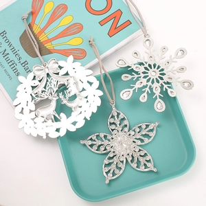 Silver zinc alloy snowflake and reindeer ornaments with rhinestones for Christmas decor