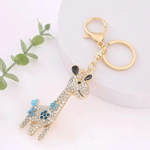 Porte-clés Girafe De Luxe En Métal Avec Strass Pour Femme Bijou De Sac Girafe En Alliage De Zinc Porte-clés Cristal Scintillant Cadeau