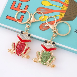 Creative Rhinestone Frog Keychain Alloy Sparkling Animal Pendant Bag Hanging Ornament Metal Key Ring For Women Girls Gift