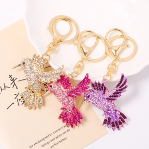 Strass Kolibri Schlüsselanhänger Vergoldet Legierung Tier Vogel Schlüsselring Anhänger Handtasche Charme Dekorative Geschenk Damen