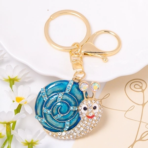 Creative Snail Rhinestone Metal Keychain With Gold Lobster Clasp Animal Shaped Alloy Bag Pendant For Women Girls Gift