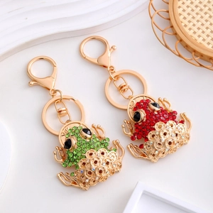 Luxury Rhinestone Frog Money Toad Keychain Gold Alloy Animal Bag Pendant Charm Jewelry Accessory Gift For Women Men