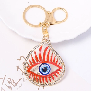 Ethnic Evil Eye Keychain Rhinestone Zinc Alloy Teardrop Pendant Gold Plated Bag Charm Protection Jewelry Gift For Unisex