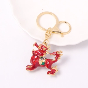 Portachiavi Kirin Vintage Stile Cinese Lega Smalto Strass Pi Xiu Ciondolo Portachiavi in Metallo Per Borsa Portafortuna Regalo