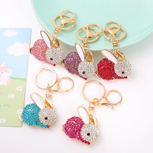 Portachiavi Creativo a Forma di Coniglio con Strass in Lega di Zinco Ciondolo per Borsa Regalo Accessorio Luccicante per Donna