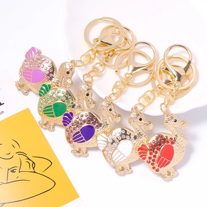 Metal Duck Keychain Rhinestone Animal Car Bag Key Ring Pendant Light Luxury Zinc Alloy Fashion Jewelry Gift