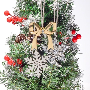 Décorations à Suspendre pour Arbre de Noël en Alliage de Zinc avec Strass Flocon de Neige Nœud Décoration de Fête