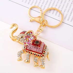Luxus Zinklegierung Elefant Schlüsselanhänger Mit Strass Emaille Tier Anhänger Mode Tasche Charme Schmuck Geschenk Für Damen