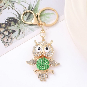 Luxury Rhinestone Owl Keychain Zinc Alloy Creative Metal Animal Bag Charm Pendant Jewelry Decorative Accessory For Women Gift