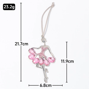 Silver ballet dancer ornament with pink crystals for elegant Christmas tree decoration