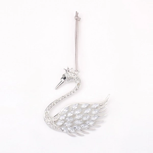 Sparkling swan pendant with crystals and mini crown for Christmas tree decoration