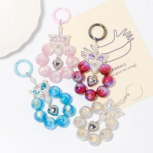 Kristall Schmetterling Perlen Schlüsselanhänger Süßes Herz Anhänger Taschenanhänger Zinklegierung Strass Sternenperle Handy Anhänger