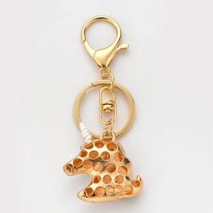 Golden unicorn keychain pendant with sparkling textures and durable lobster clasp hardware